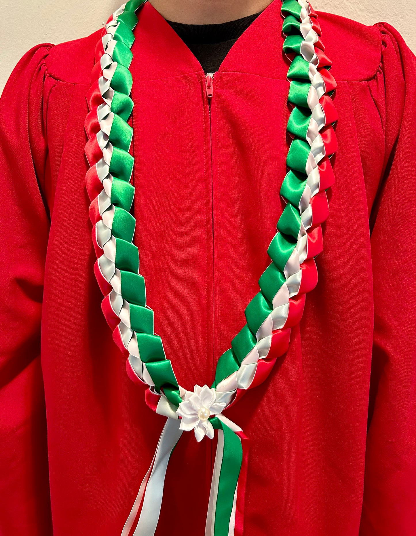 Green White & Red Graduation Leis ( Mexico )