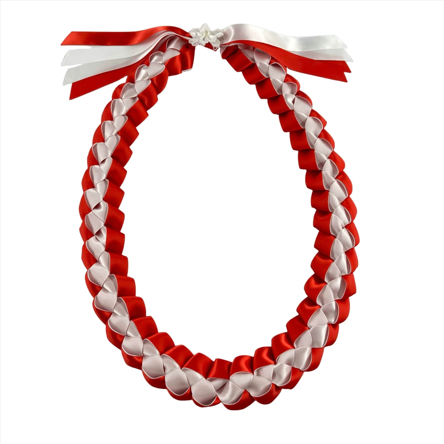 Red and White Graduation Leis