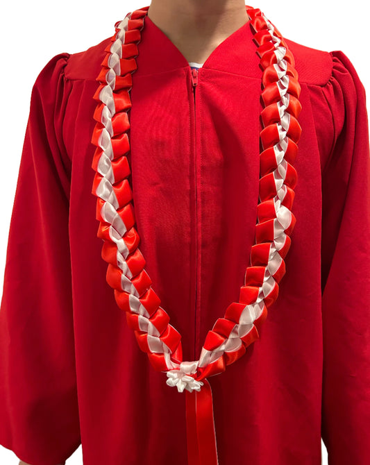 Red and White Graduation Leis