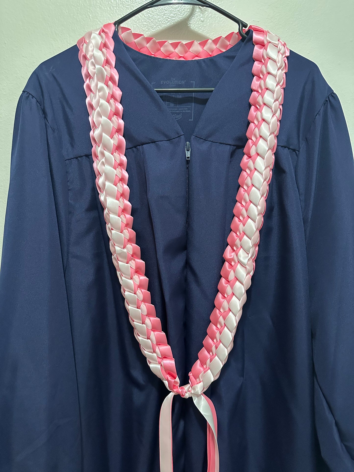 White & Pink Graduation Leis