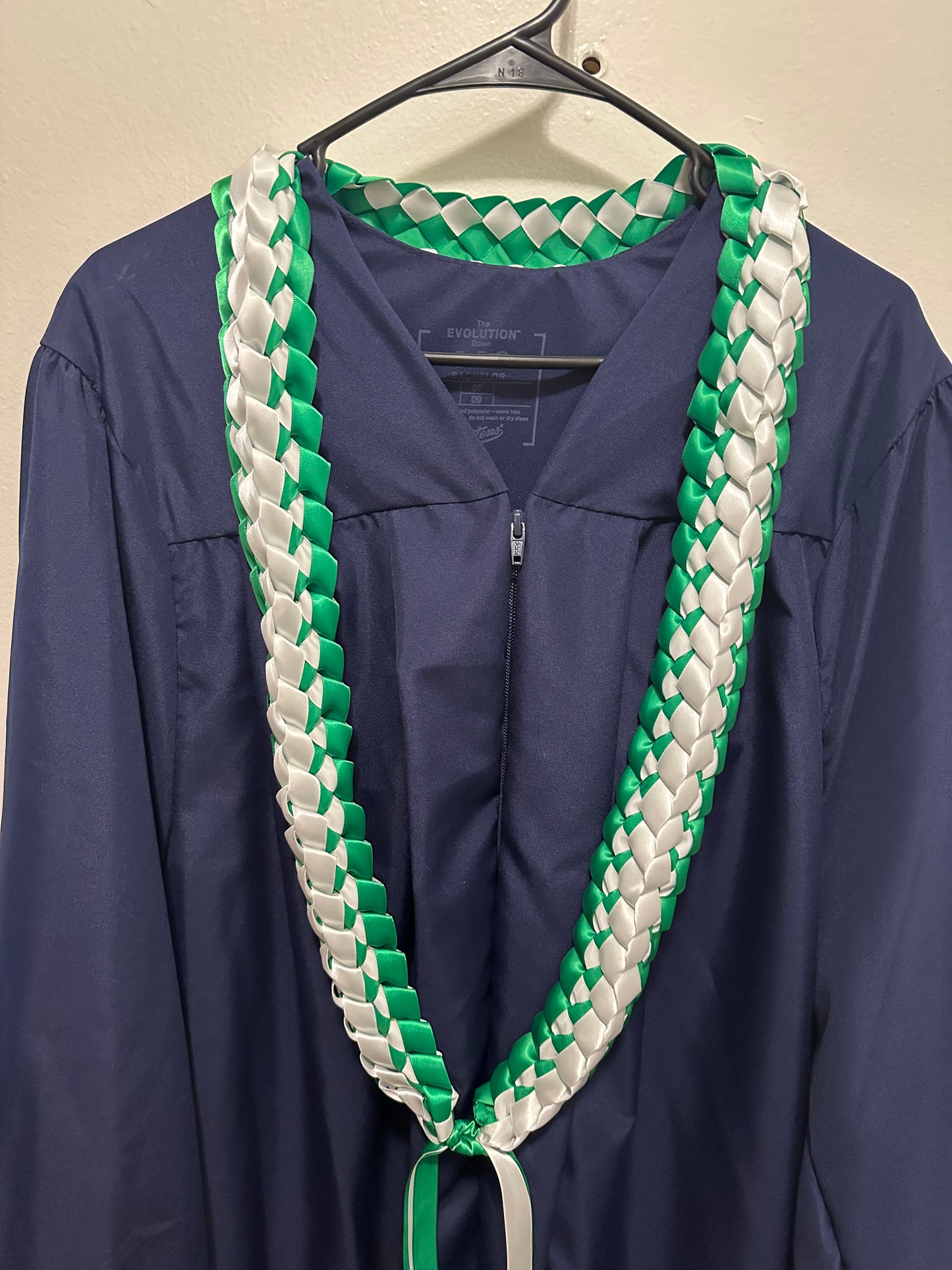 Green & White Graduation Leis