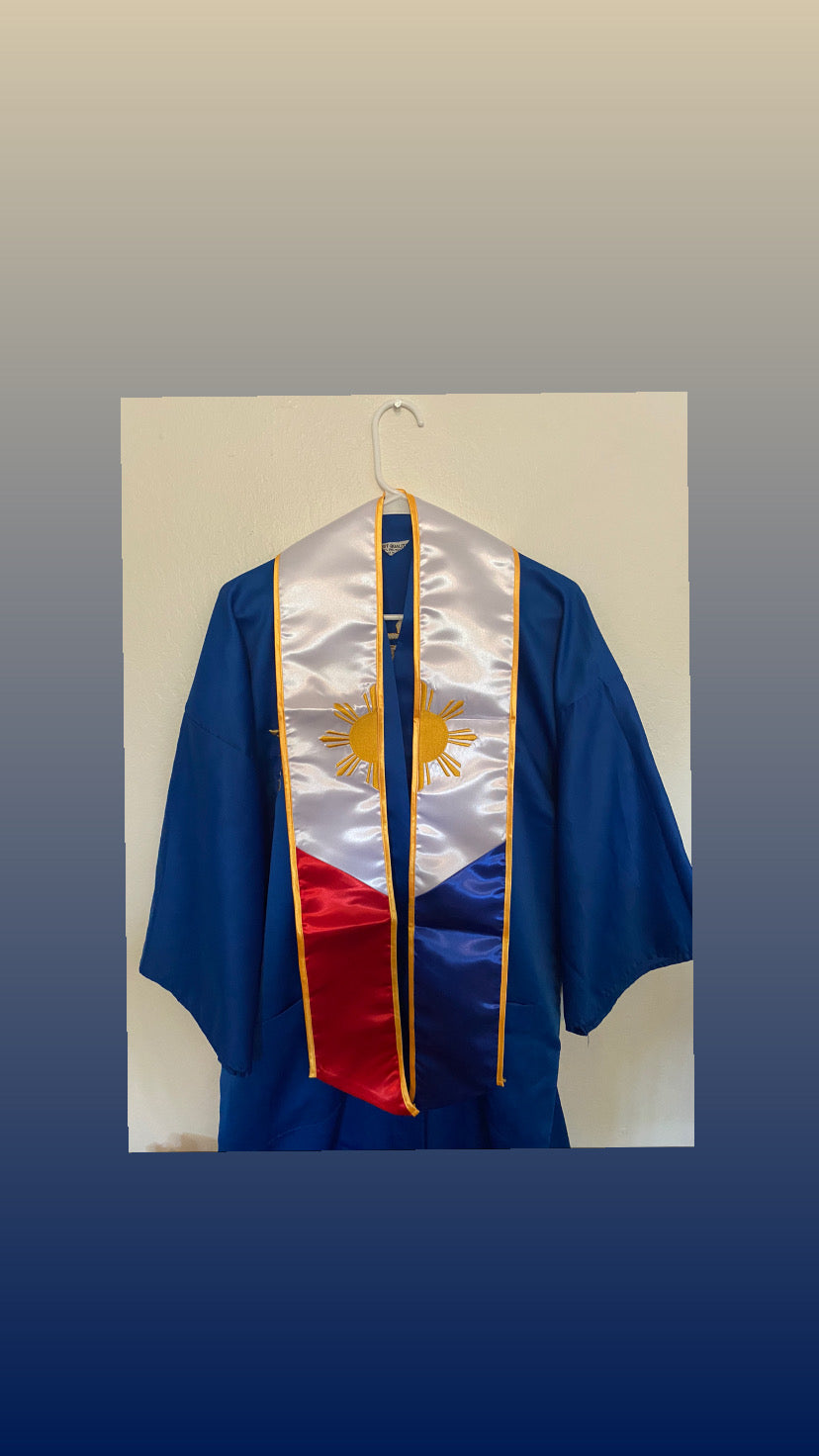 3 Pcs Philippines Gaduation Stole Set, Emboideed Filipino